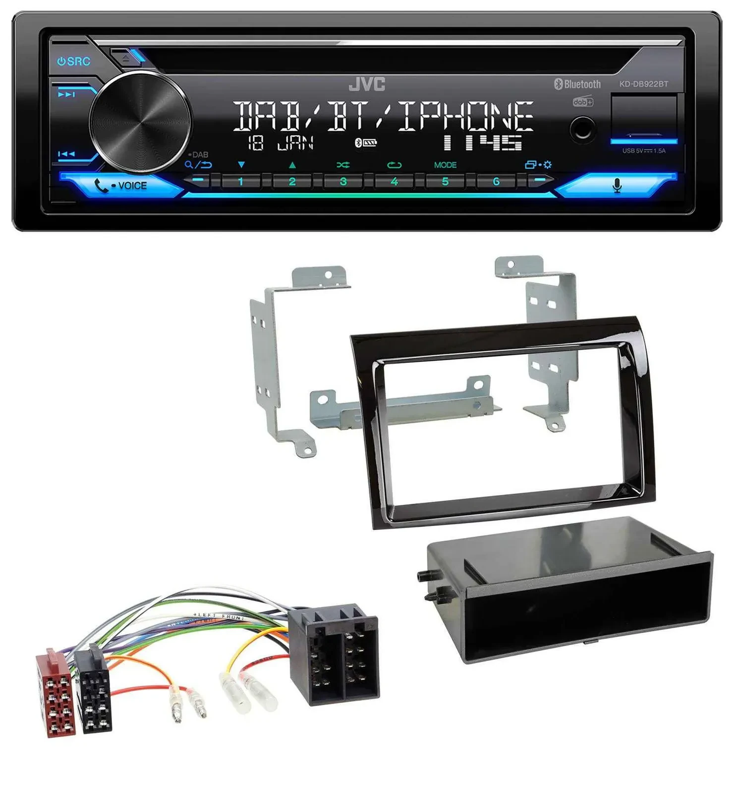 JVC Bluetooth MP3 USB DAB CD Autoradio für Fiat Ducato (06-10) - piano