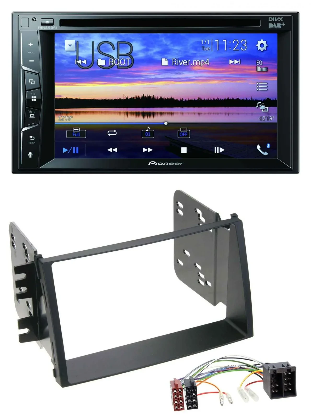 Pioneer Bluetooth 2DIN USB DVD DAB MP3 Autoradio für Kia Soul (AM, 2008-2011)