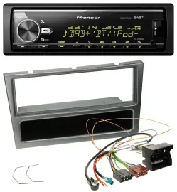 Автомагнитола Pioneer Bluetooth, USB, DAB, MP3 для Opel Corsa C (2004–2006), Quadlock, алюминий