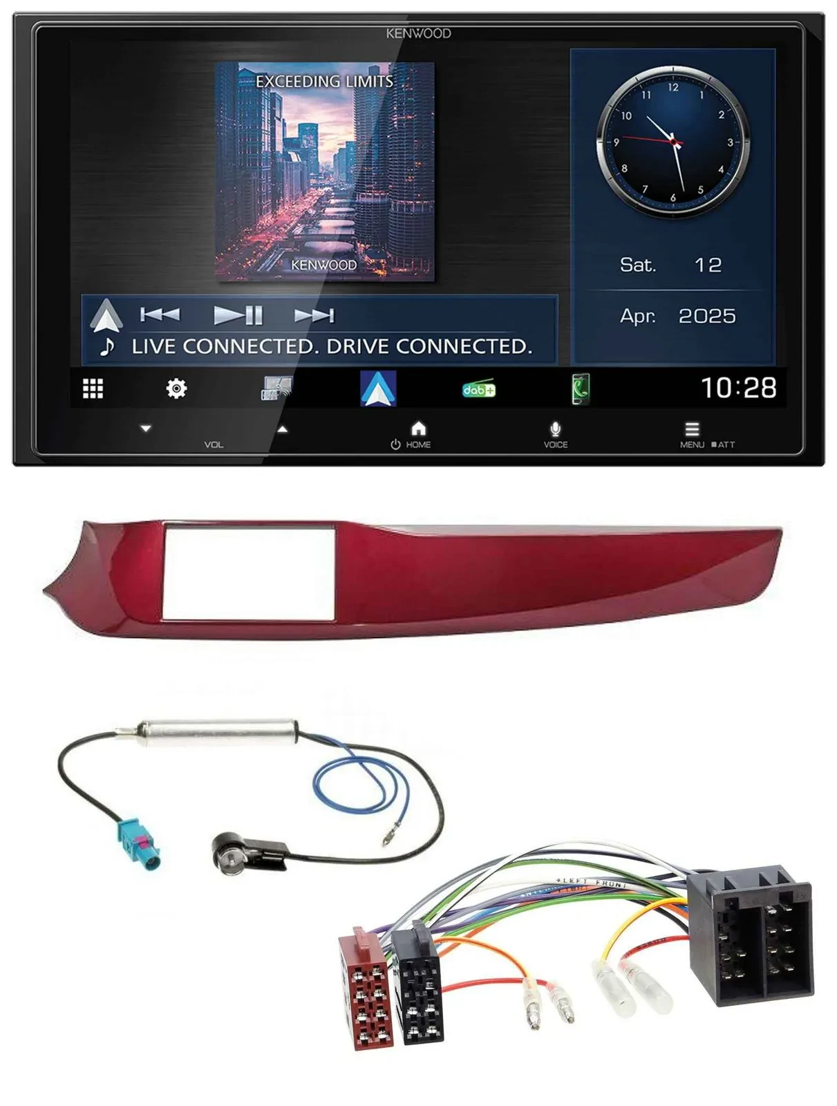 Kenwood Bluetooth 2DIN USB DAB MP3 Autoradio für Alfa Giulietta 10-13 rot glänze