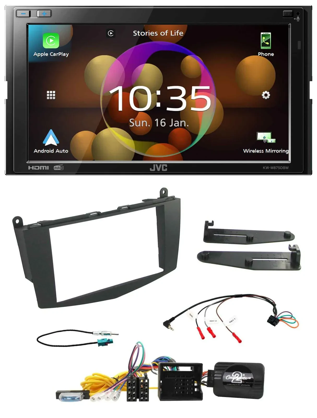 JVC DAB Lenkrad 2DIN Bluetooth USB Autoradio für Mercedes C-Klasse 07-11 W204 oh