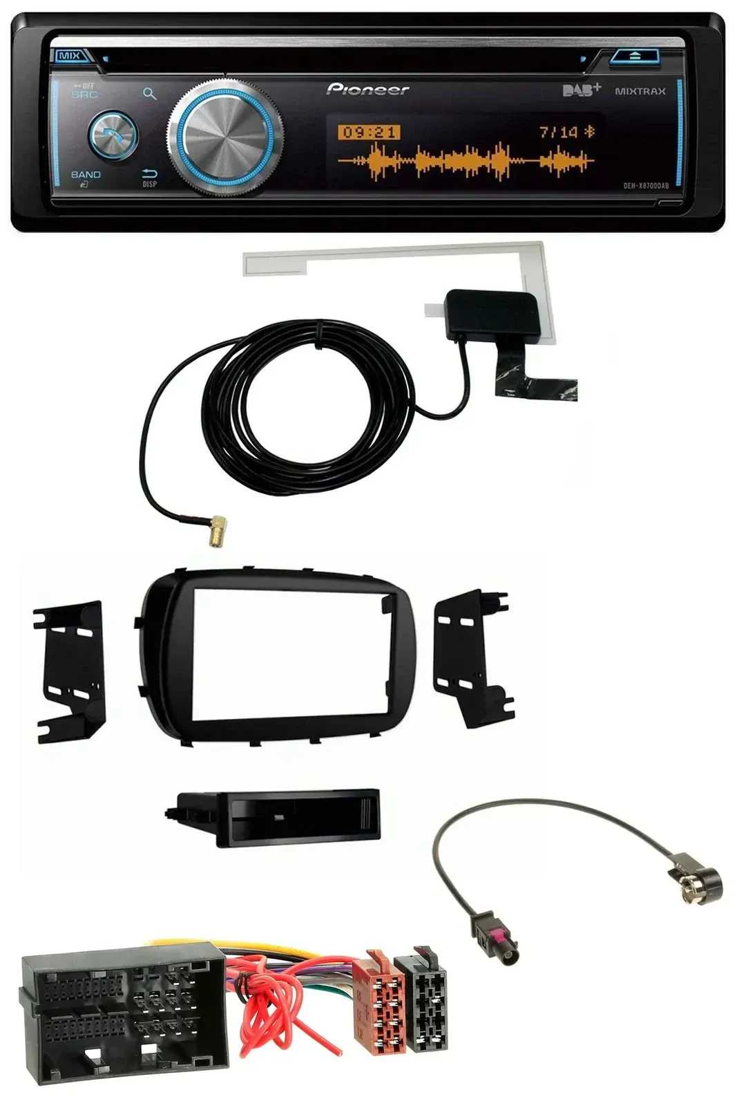 Автомагнитола для Fiat 500X (с 2015) Pioneer Bluetooth, DAB, CD, USB, MP3