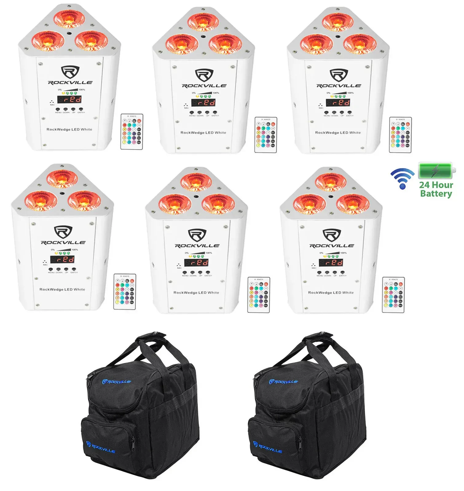 Светодиодный прибор Rockville RockWedge LED White с чехлом