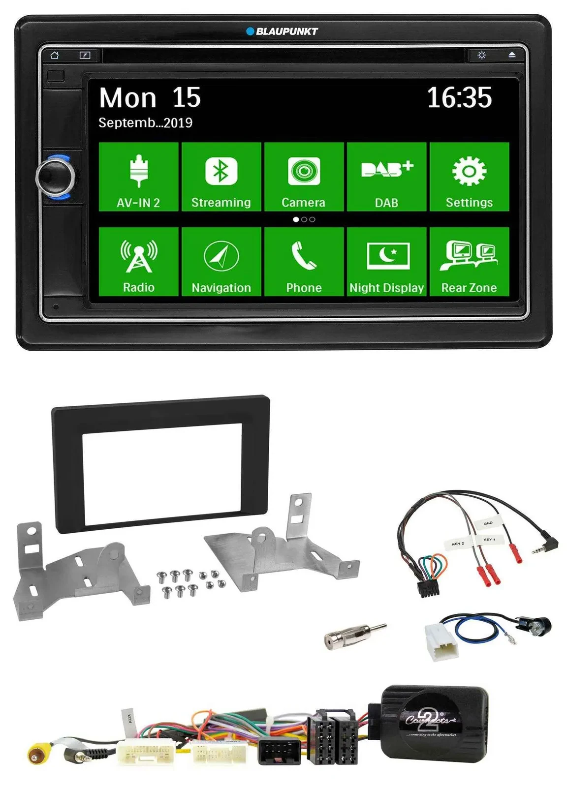 Blaupunkt Bluetooth 2DIN Lenkrad DAB USB TMC Navigation für Toyota Aygo ab 22 AB