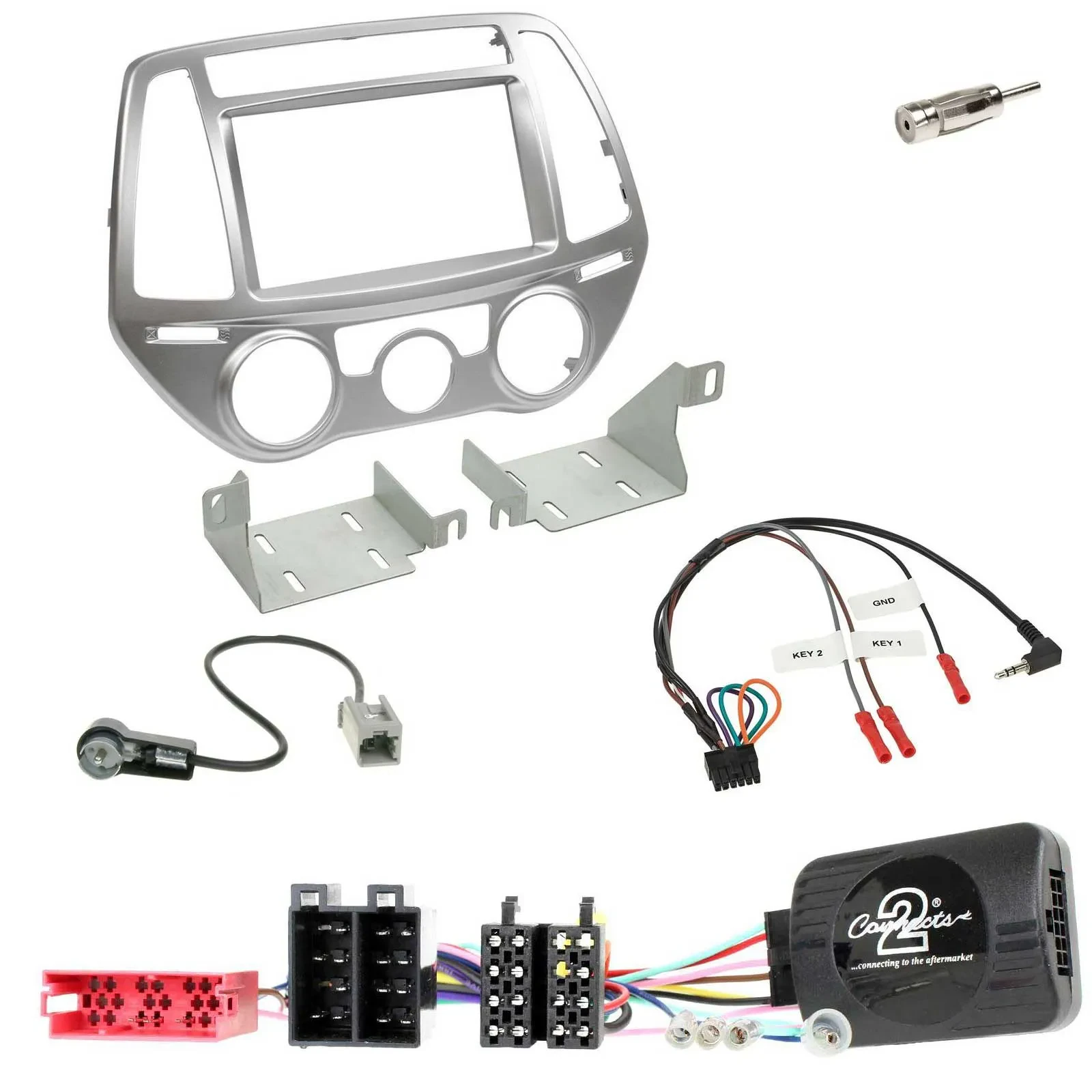 Einbauset Lenkradadapter Doppel DIN Autoradio für Hyundai i20 2012-2014 man. Kli