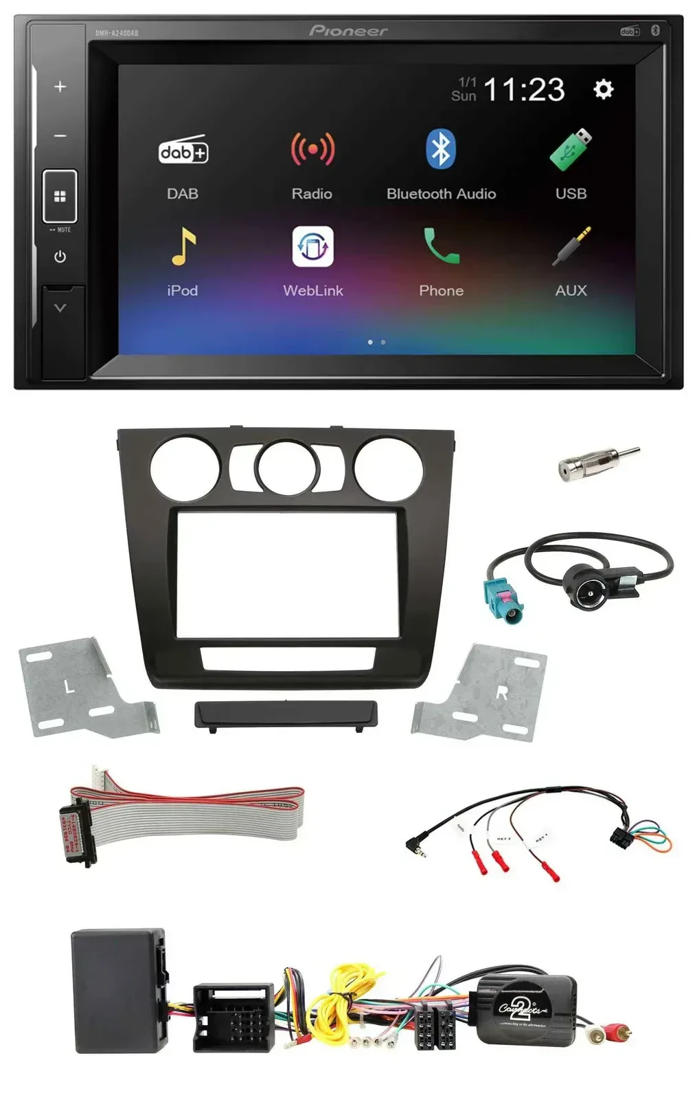 Автомагнитола Pioneer 2DIN, DAB, Bluetooth, USB, для BMW 1 Series (E8), поддержка кнопок на руле
