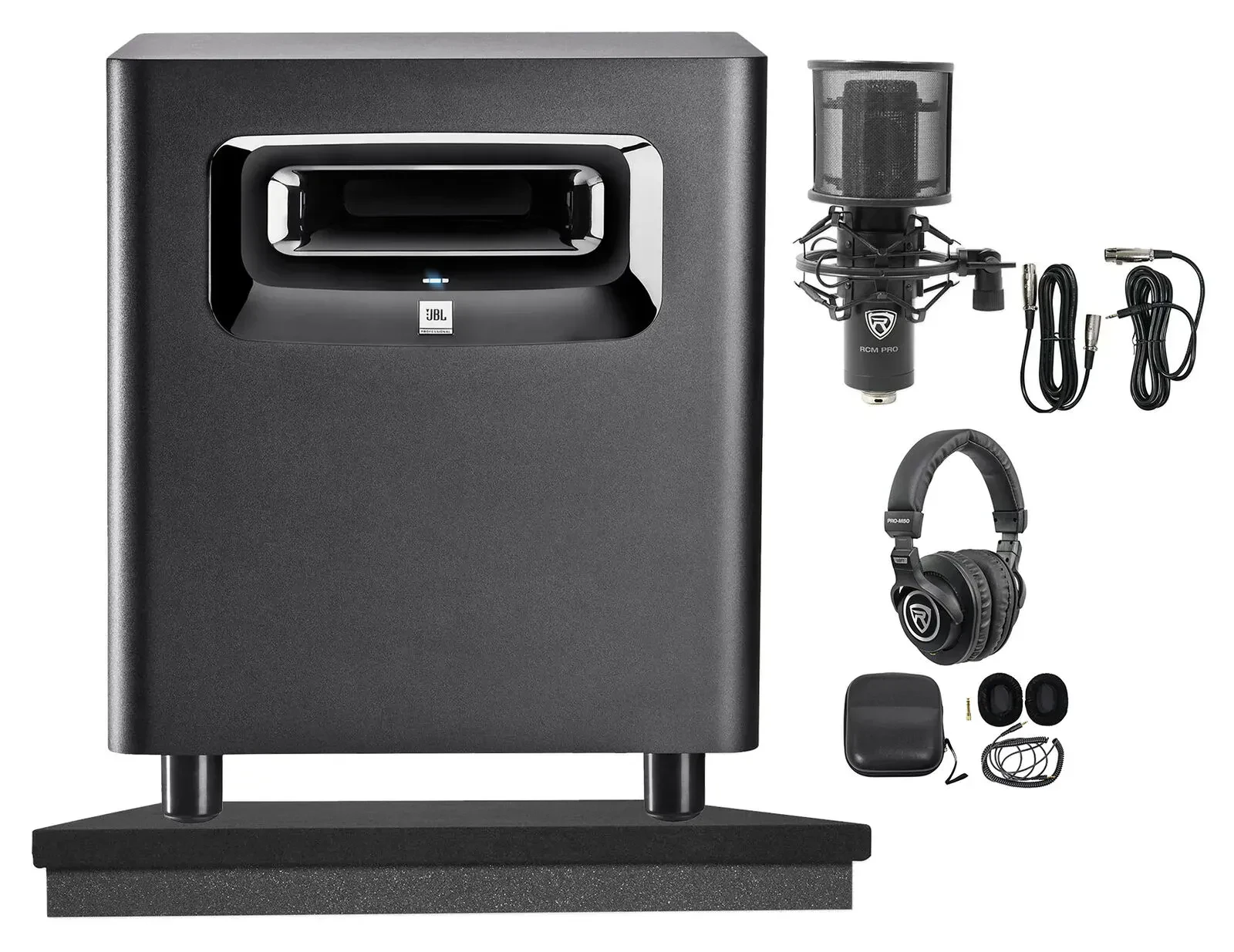 JBL LSR310S 10" 200w Powered Subwoofer Ported Studio Sub+Mic+Headphones+Riser