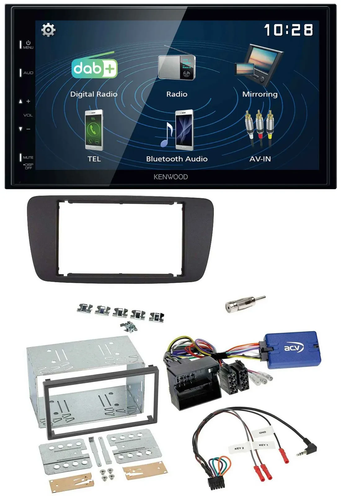 Kenwood 2DIN Bluetooth Lenkrad USB DAB Autoradio für Seat Ibiza ab 08 azabachesc