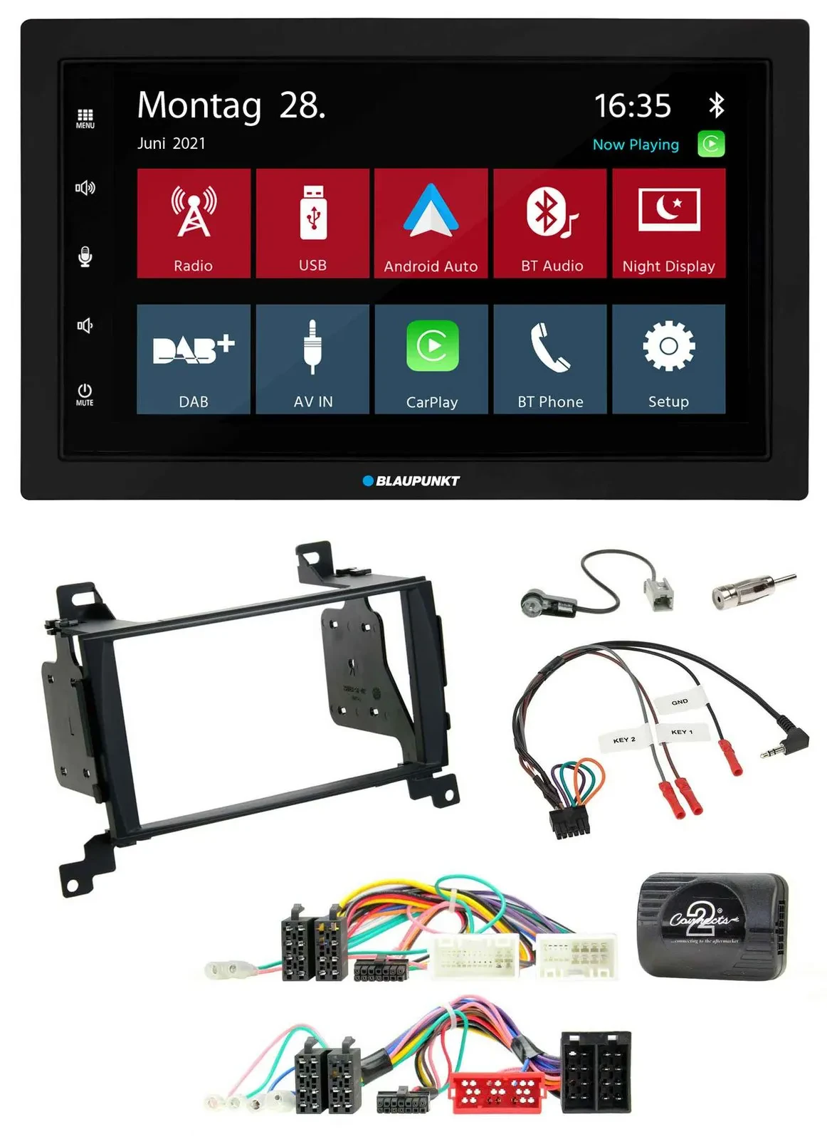 Blaupunkt Lenkrad Bluetooth DAB 2DIN USB Autoradio für Hyundai Santa Fe 2010-201