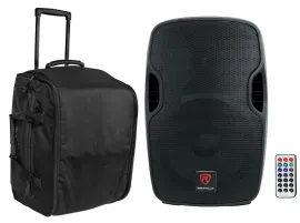 Rockville BPA12 12" Powered 600w DJ PA Speaker w/ Bluetooth+Rolling Travel Bag