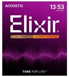 Струны для акустической гитары Elixir Nanoweb 11182 13-53, бронза