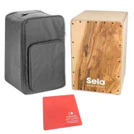 Sela SE-MC1 Cajon Maestro Olea mit Tasche und keepdrum Sitzpad Rot
