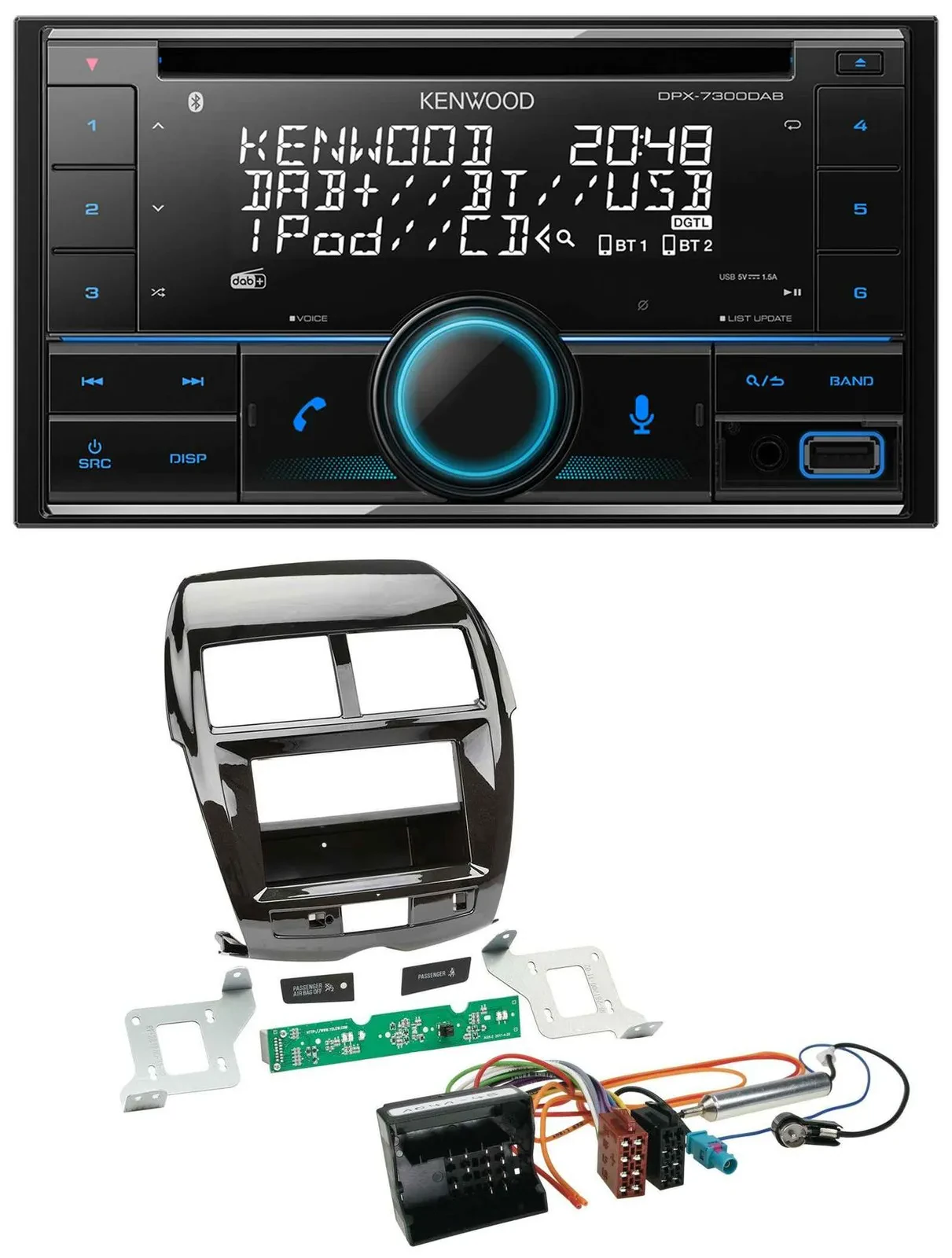 Автомагнитола Kenwood 2-DIN CD DAB USB MP3 Bluetooth для Citroen C4, Mitsubishi ASX