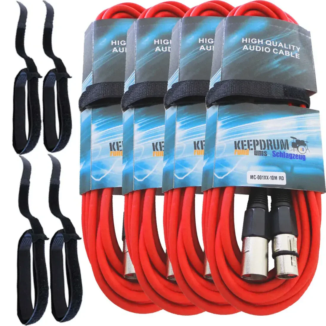 Микрофонный кабель keepdrum MC-001XX RD Red 10 м (4 штуки)