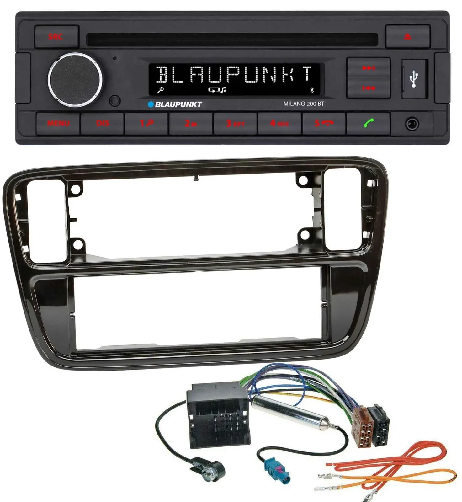 Blaupunkt MP3 USB CD Bluetooth AUX Autoradio für VW Up AA AAN 2011-2016 piano bl
