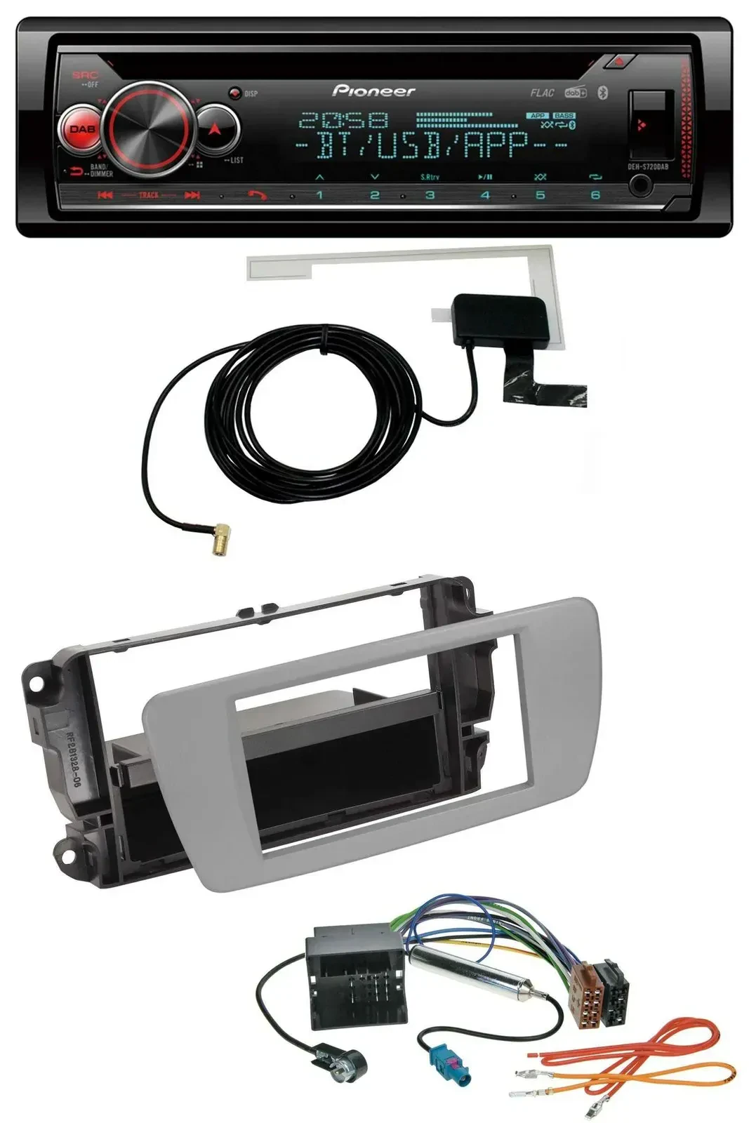 Автомагнитола Pioneer DAB, CD/MP3, USB, Bluetooth для Seat Ibiza (с 2008), dublingrau