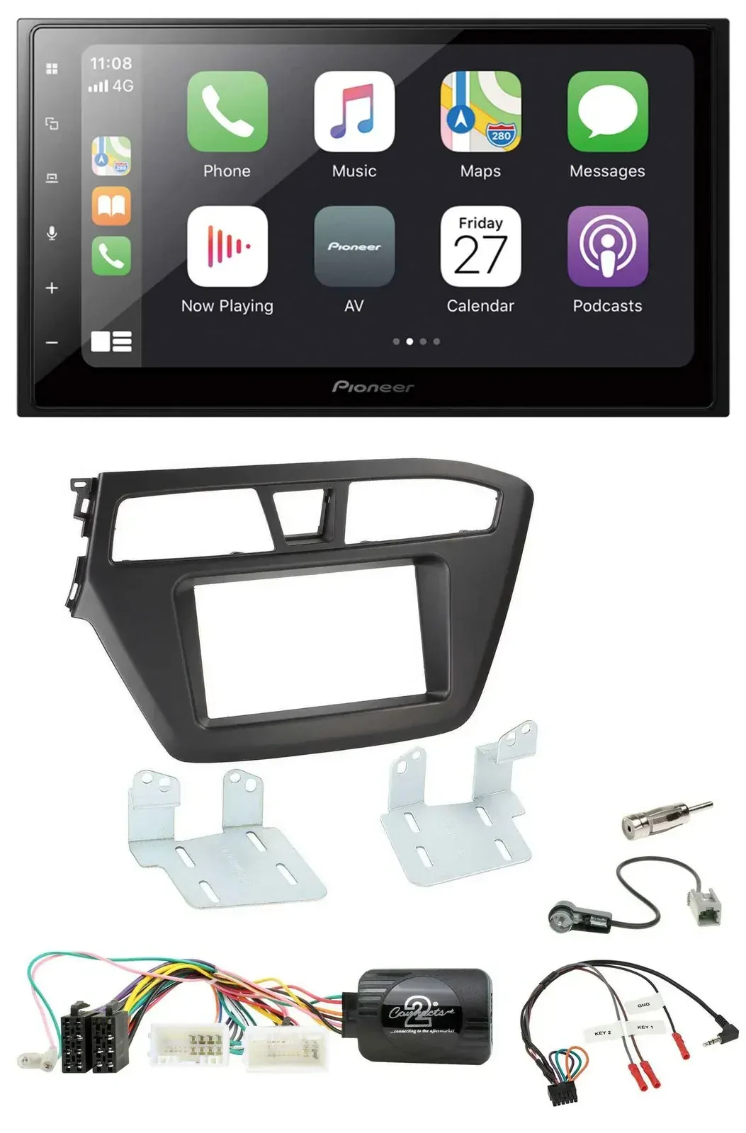 Автомагнитола Pioneer Bluetooth, DAB, 2DIN, USB для Hyundai i20 (с 2015)