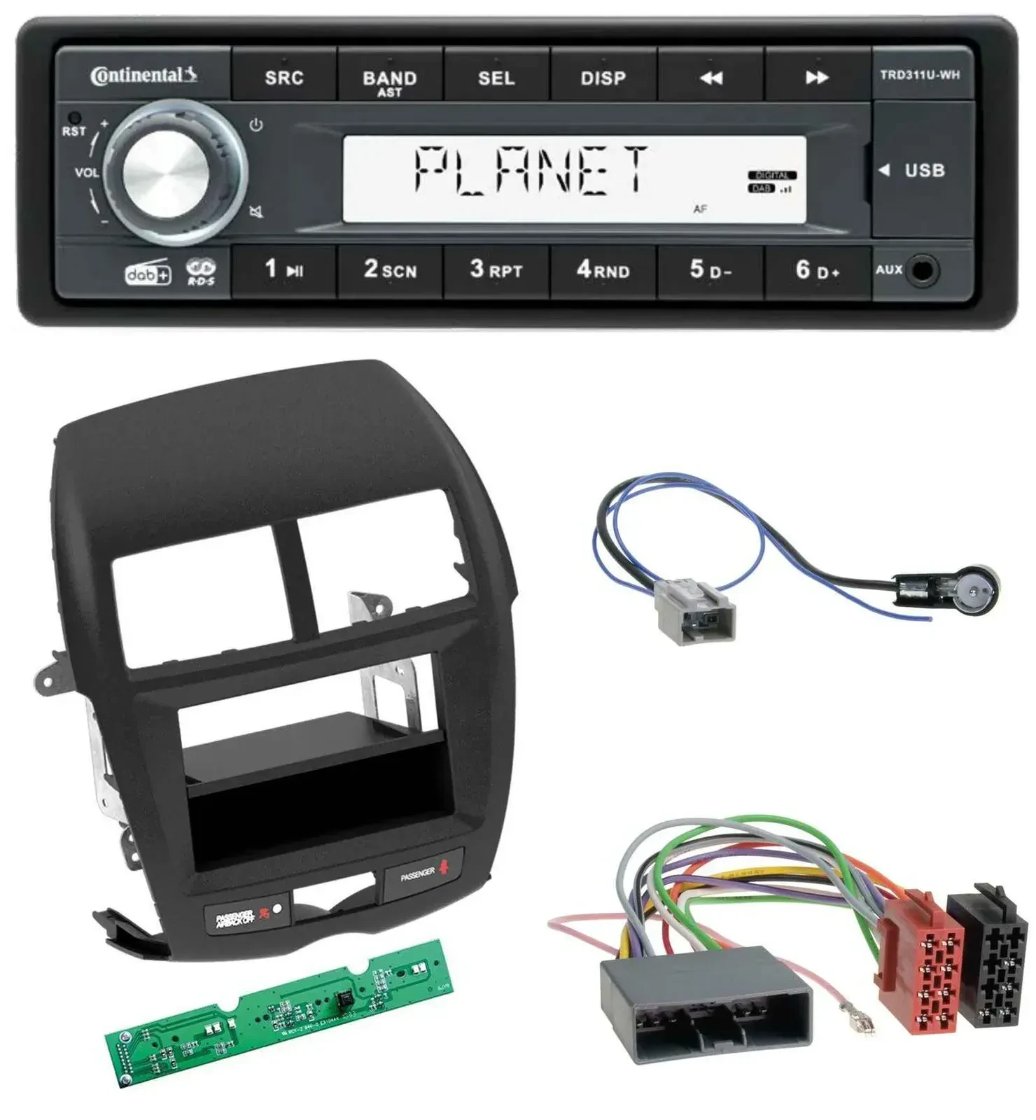 Continental MP3 AUX USB DAB 1DIN Autoradio für Mitsubishi ASX (2010-2014)