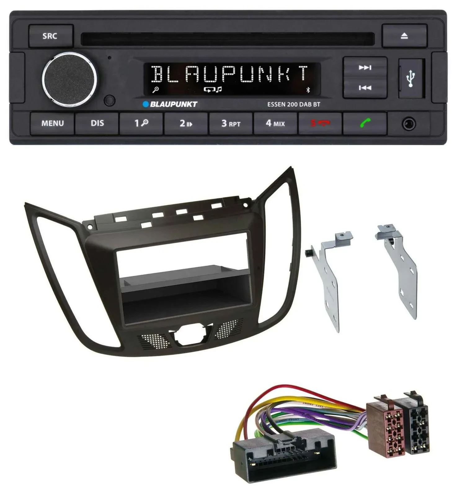 Blaupunkt USB MP3 Bluetooth DAB CD Autoradio für Ford C-Max / Kuga - dunkelbraun