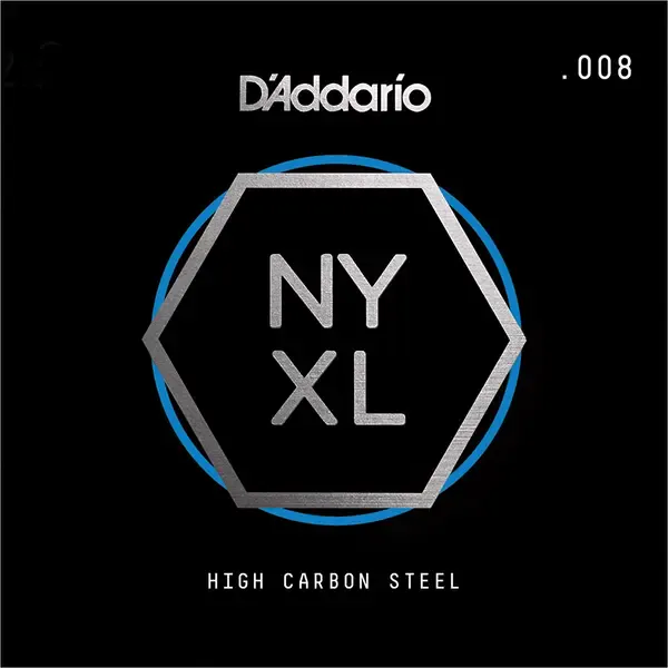 Струна для электрогитары D'Addario NYS008 NYXL Plain Steel Singles, сталь, калибр 8