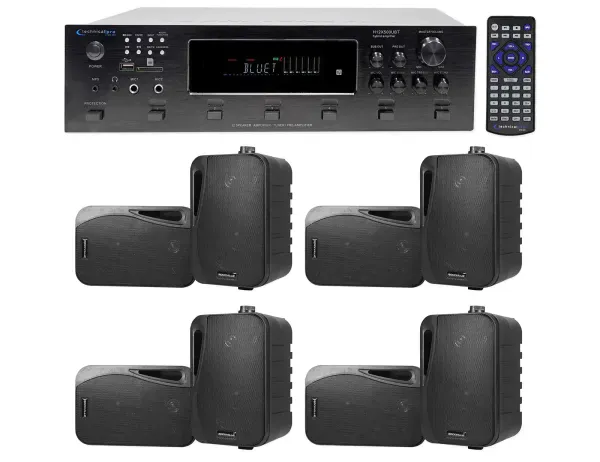 Technical Pro 6000w (6) Zone, Home Theater Bluetooth Receiver+(8) 4" Speakers