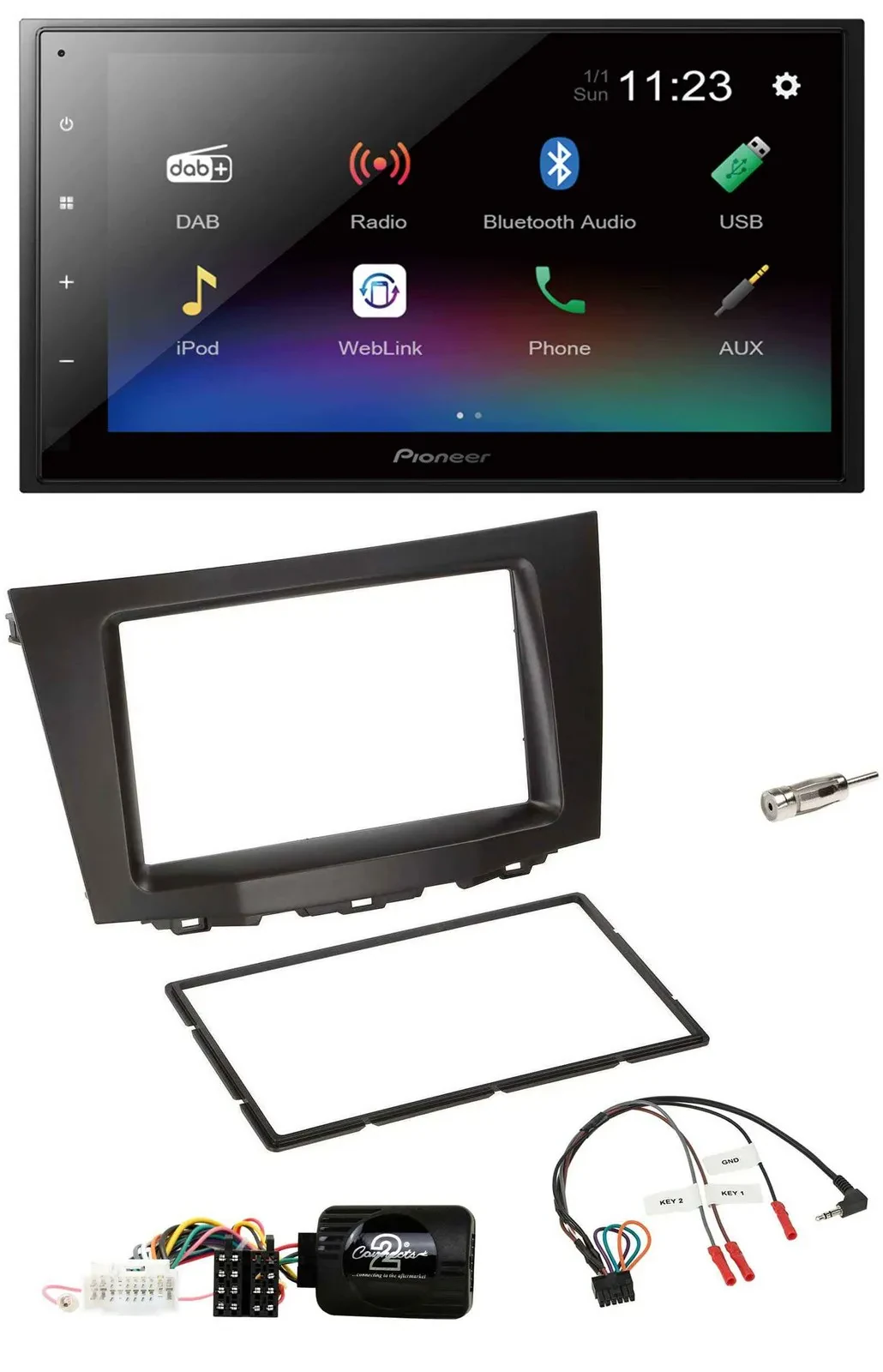 Автомагнитола для Suzuki Kizashi (с 2010) Pioneer 2 DIN, USB, Bluetooth, DAB, поддержка управления на руле