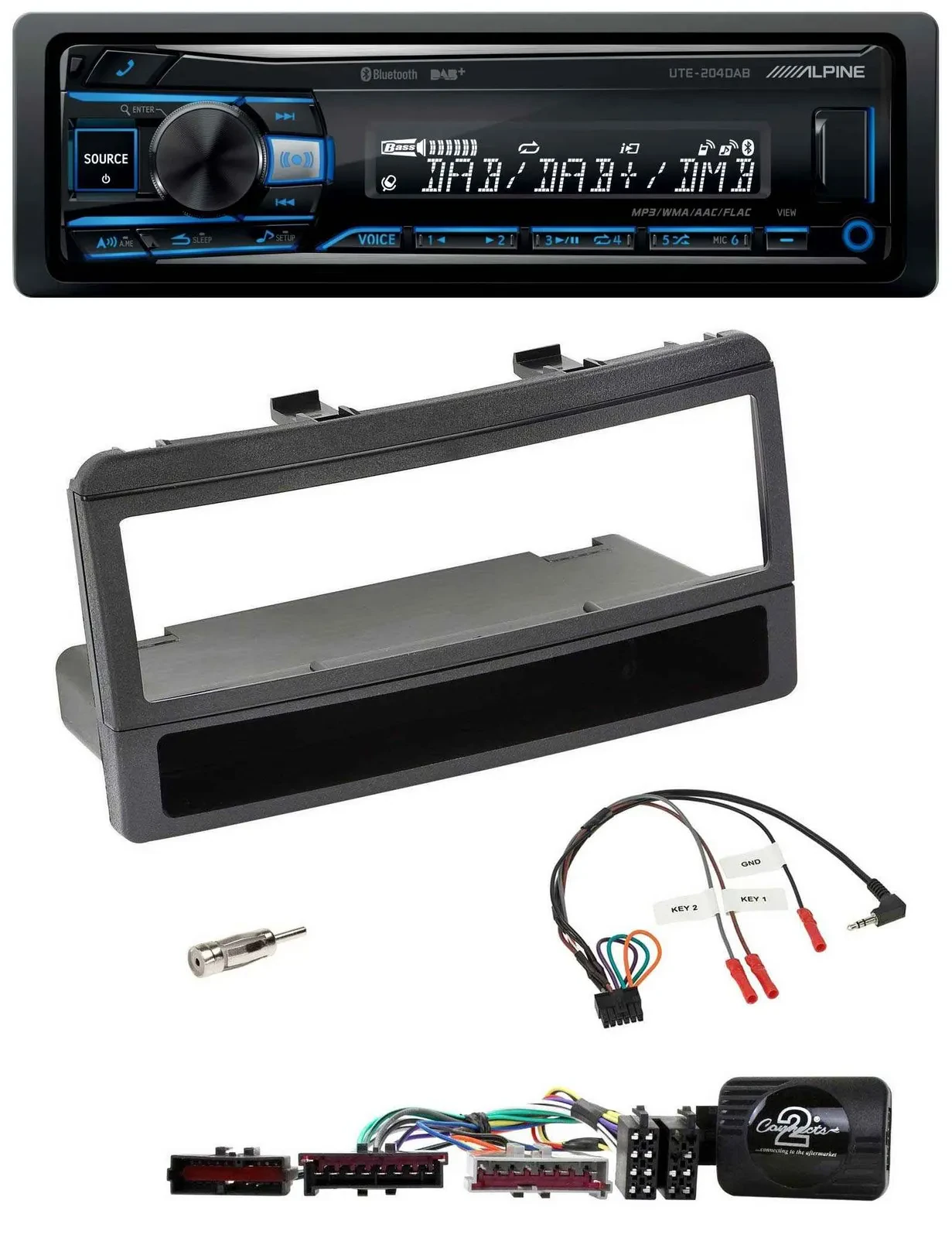 Alpine USB Bluetooth DAB Lenkrad Autoradio für Ford Mondeo 00-02 schwarz Ablage