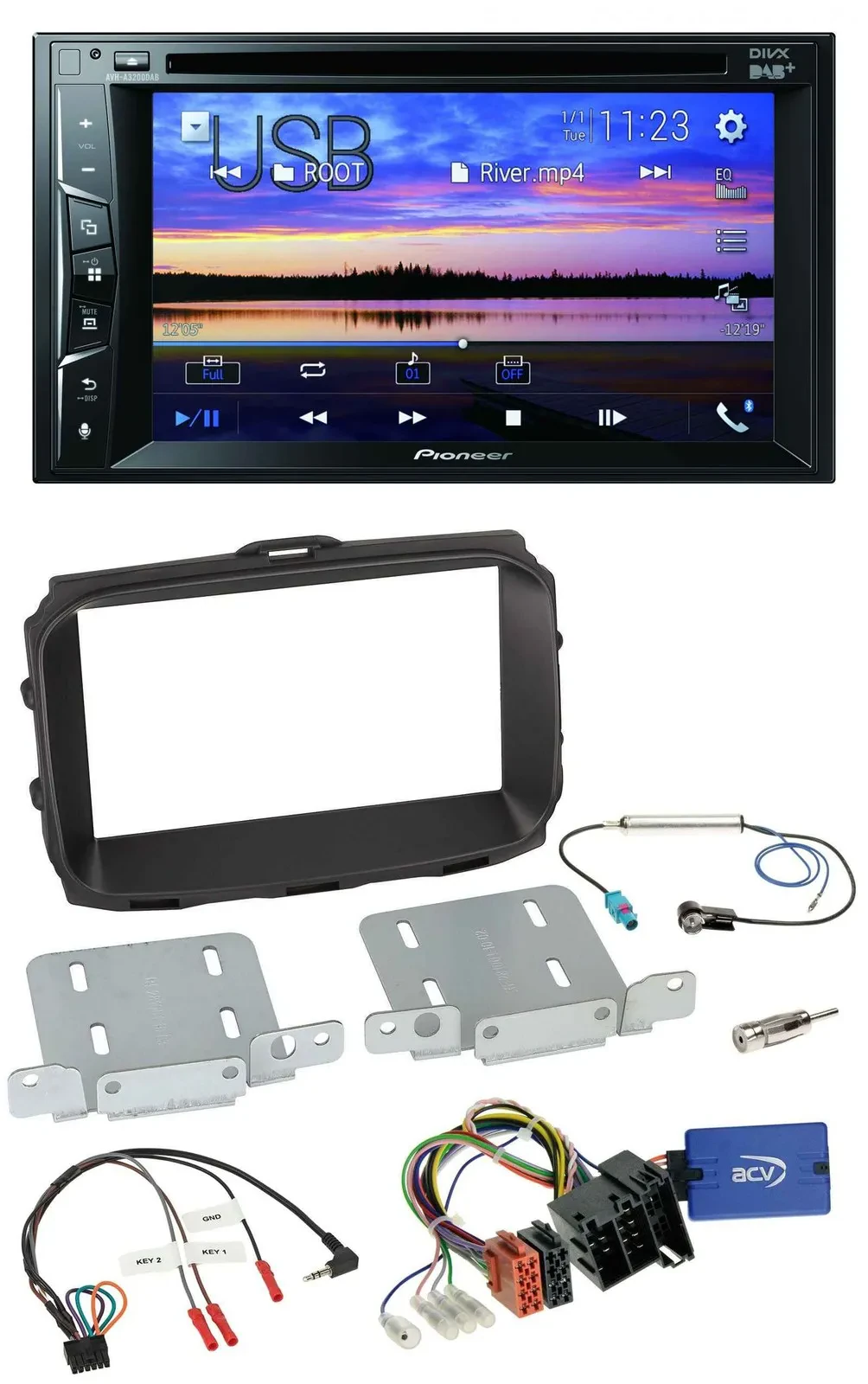 Автомагнитола для Alfa Romeo Giulietta Pioneer 2DIN, Bluetooth, USB, DVD, DAB, поддержка кнопок на руле