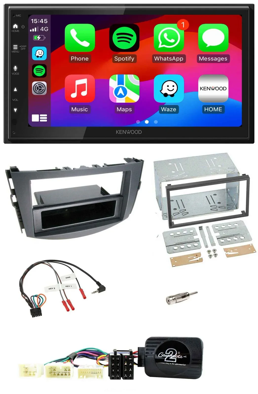 Kenwood Lenkrad USB DAB 2DIN Bluetooth Autoradio für Toyota RAV 4 2006-2011