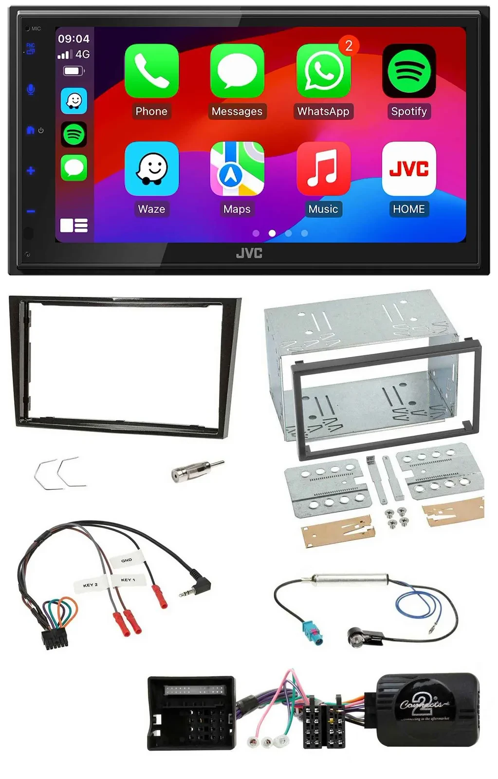 JVC Bluetooth USB Lenkrad 2DIN DAB Autoradio für Opel Zafira Corsa D Astra H Kla