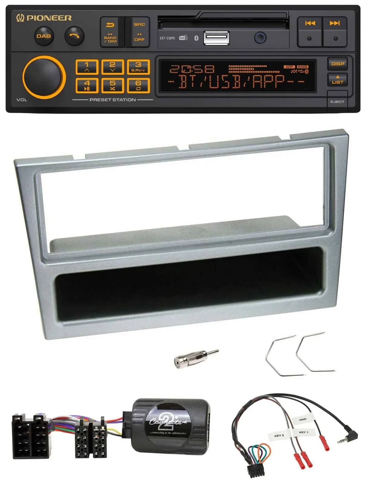 Pioneer DAB Lenkrad USB Bluetooth Autoradio für Opel Corsa C 2000-2004 silber