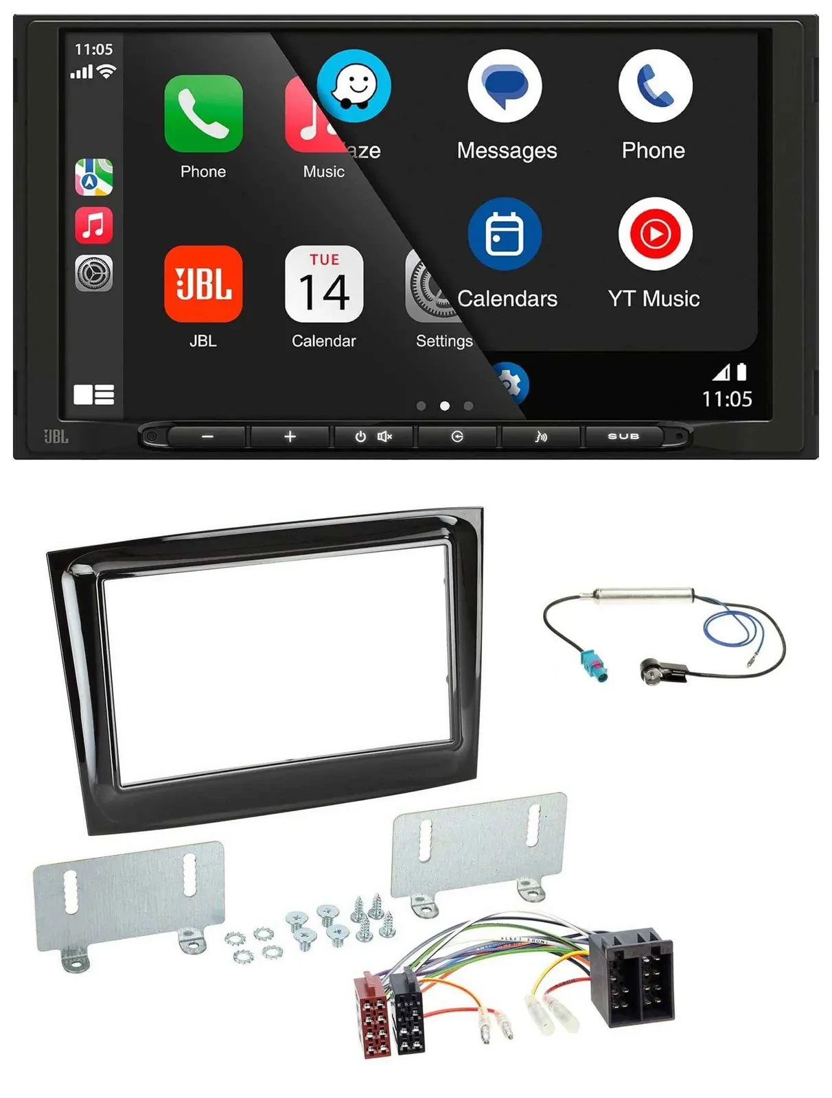 JBL USB 2DIN MP3 Bluetooth AUX Autoradio für Fiat Doblo ab 15 piano schwarz