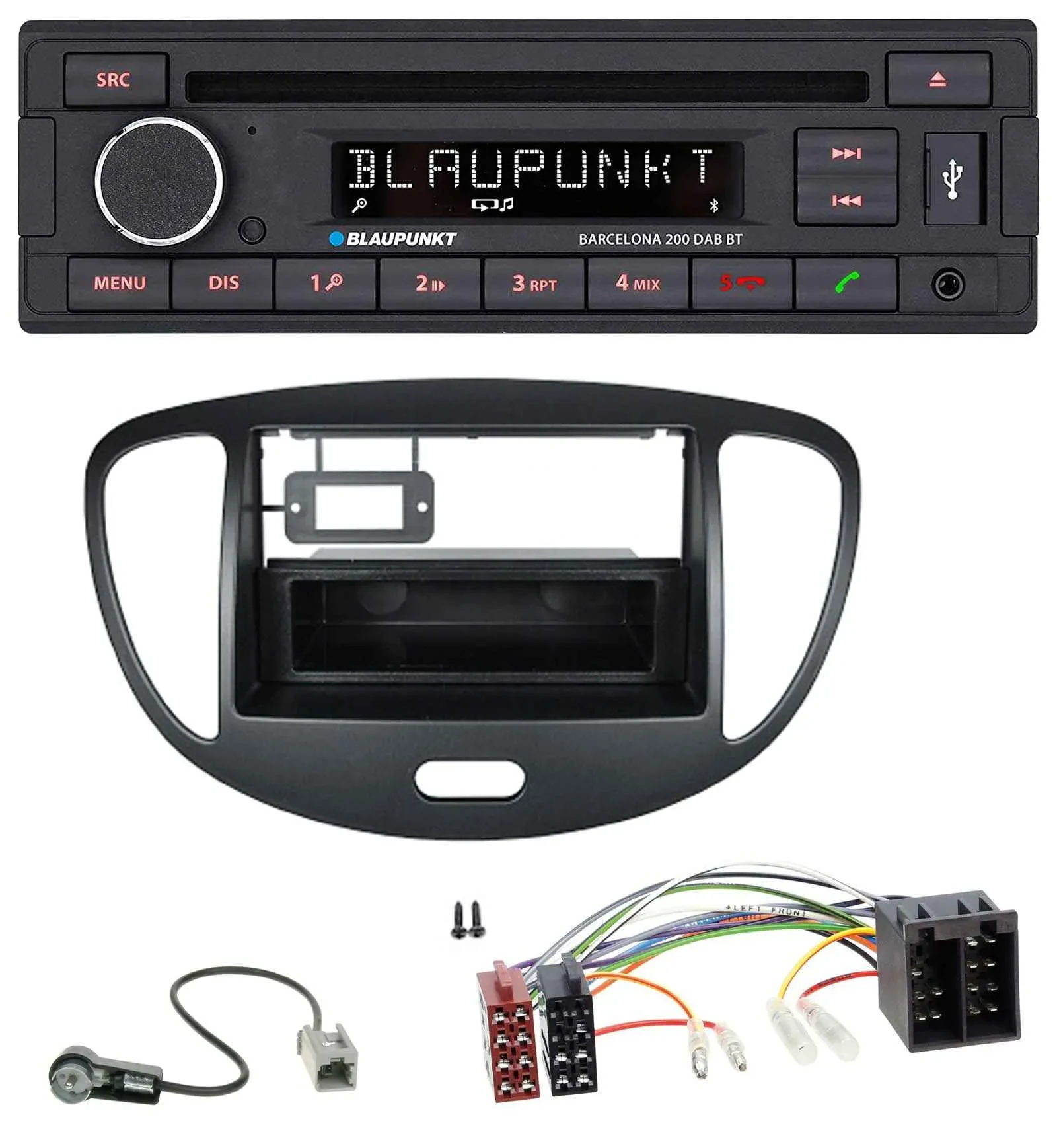 Blaupunkt USB DAB CD Bluetooth MP3 Autoradio für Hyundai i10 (2008-2013) schwarz