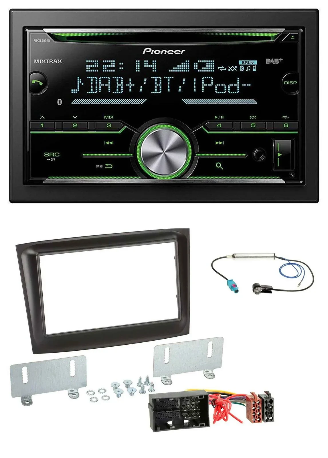 Автомагнитола Pioneer 2-DIN, Bluetooth, DAB, CD/USB, черный, для Fiat Doblo (с 2015)