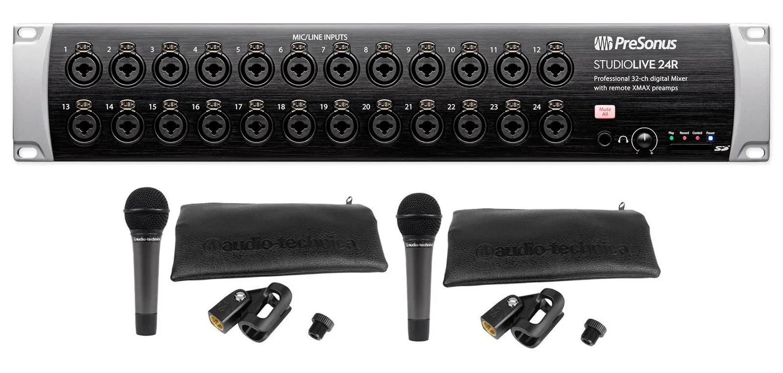 PRESONUS Studiolive 24R 24-Channel Digital Rack Mount Mixer+Audio Technica Mic