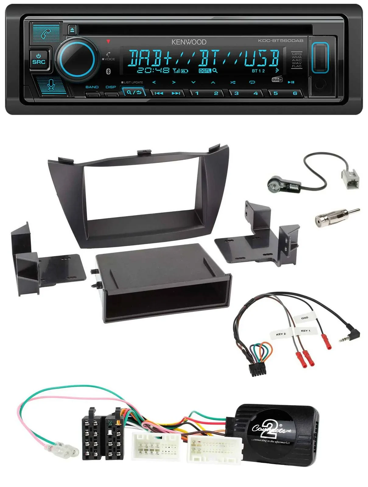 Kenwood Bluetooth DAB CD Lenkrad USB Autoradio für Hyundai ix35 2010-2013 schwar