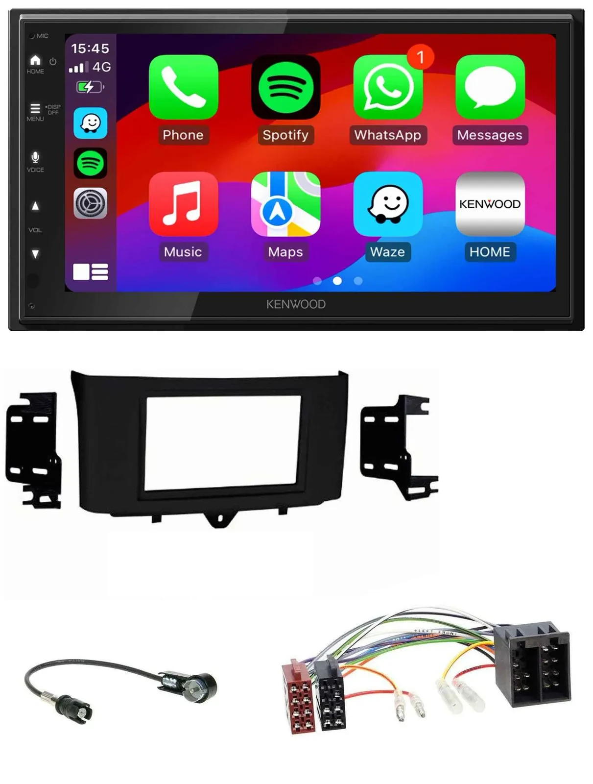 Kenwood MP3 USB DAB 2DIN Bluetooth Autoradio für Smart ForTwo 10-15 ISO Profiver
