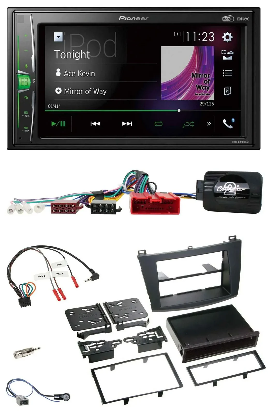 Pioneer 2DIN Lenkrad DAB USB Bluetooth Autoradio für Mazda 3 09-13 Can-Bus