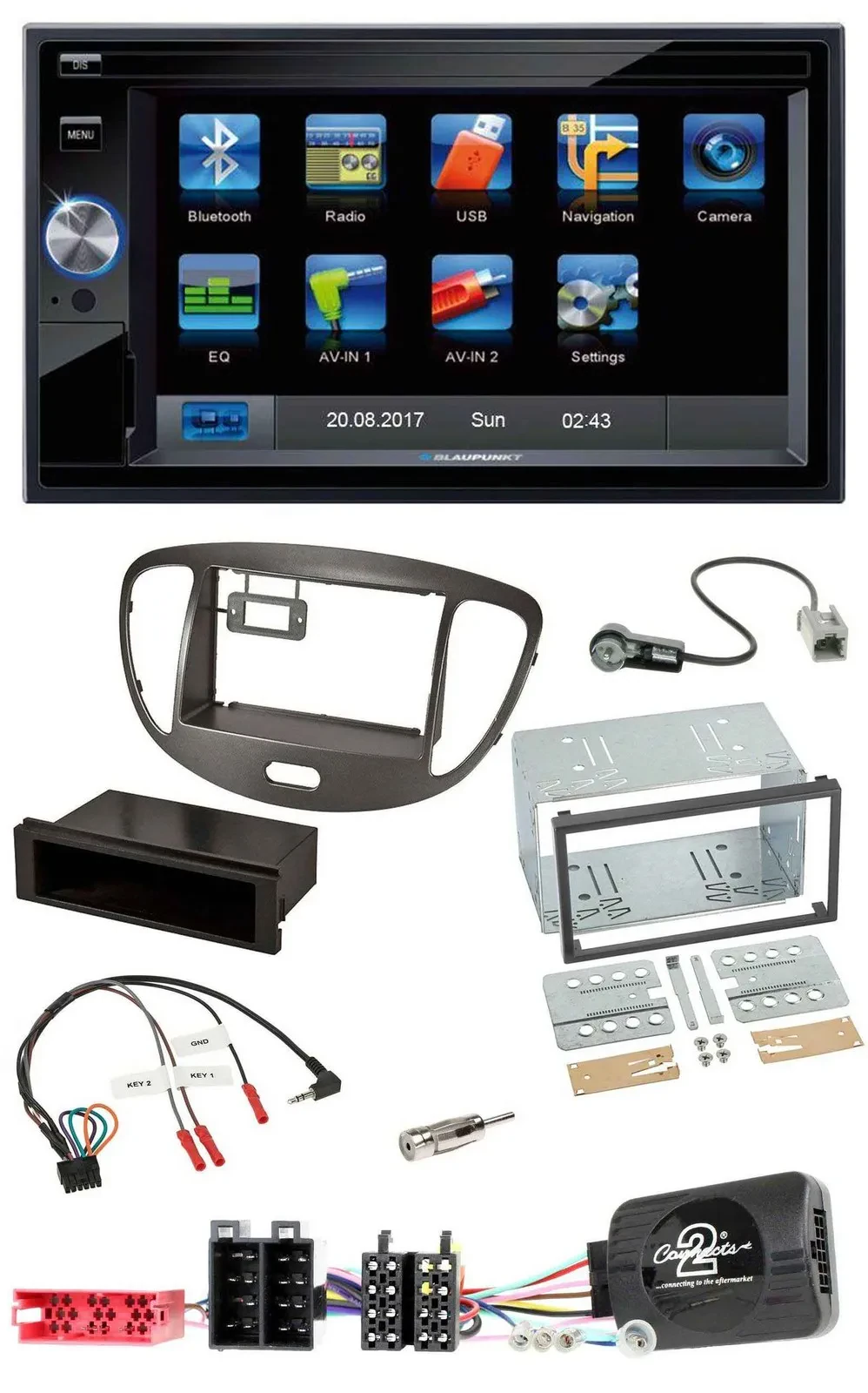 Blaupunkt SD USB TMC Bluetooth 2DIN Lenkrad Navigation für Hyundai i10 2009-13 d