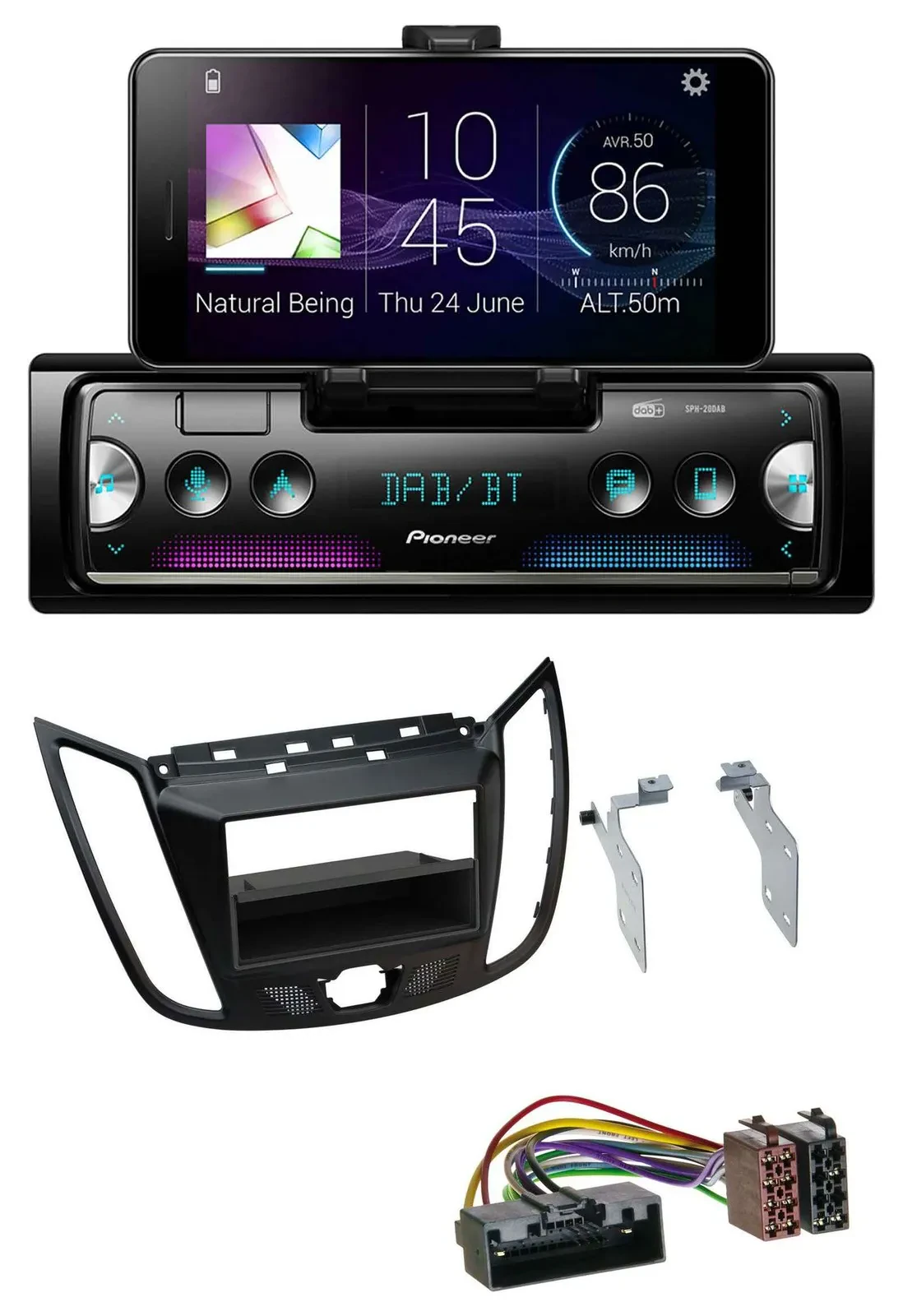 Автомагнитола Pioneer USB MP3 Bluetooth DAB для Ford C‑Max/Kuga матовый чёрный