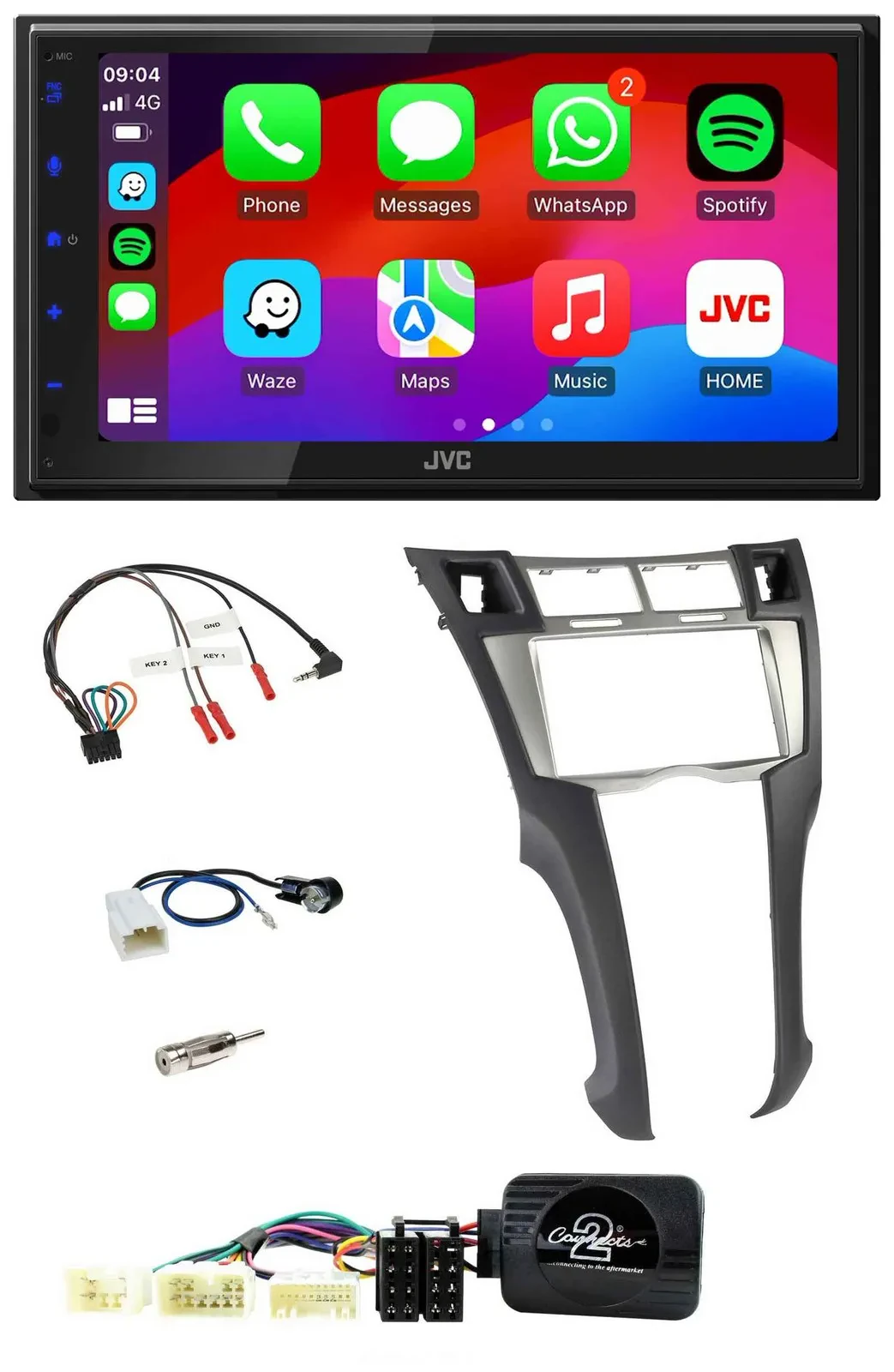JVC Bluetooth 2DIN Lenkrad DAB USB Autoradio für Toyota Yaris 2006-2011