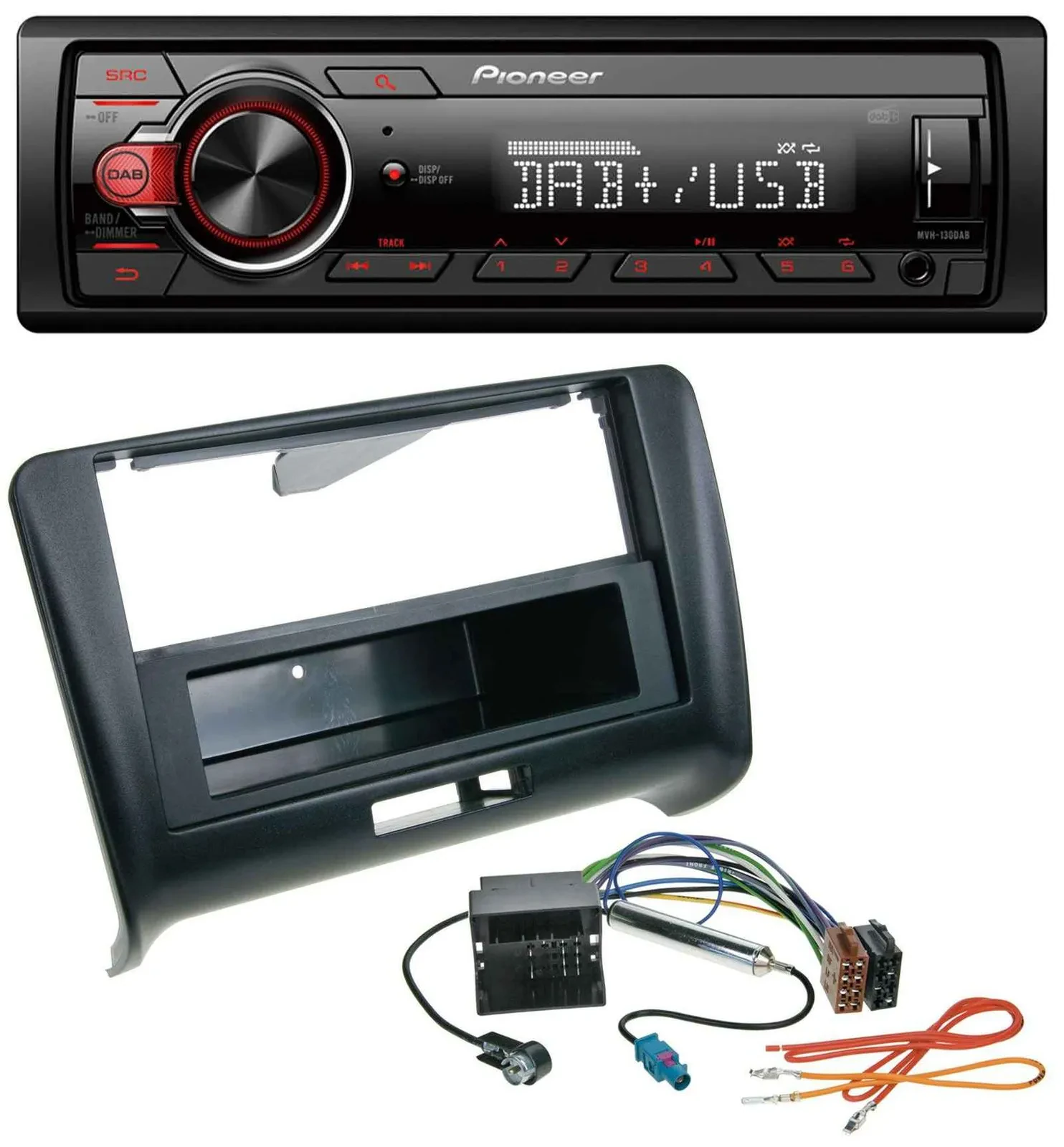 Pioneer MP3 1DIN DAB USB AUX Autoradio für Audi TT (2006-2014) - Quadlock