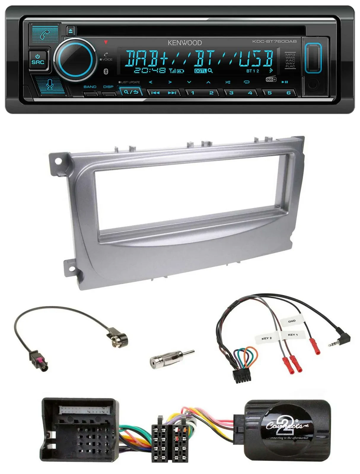 Автомагнитола для Ford Galaxy/C-Max/Focus (с 2007) Kenwood Bluetooth, DAB, USB, CD