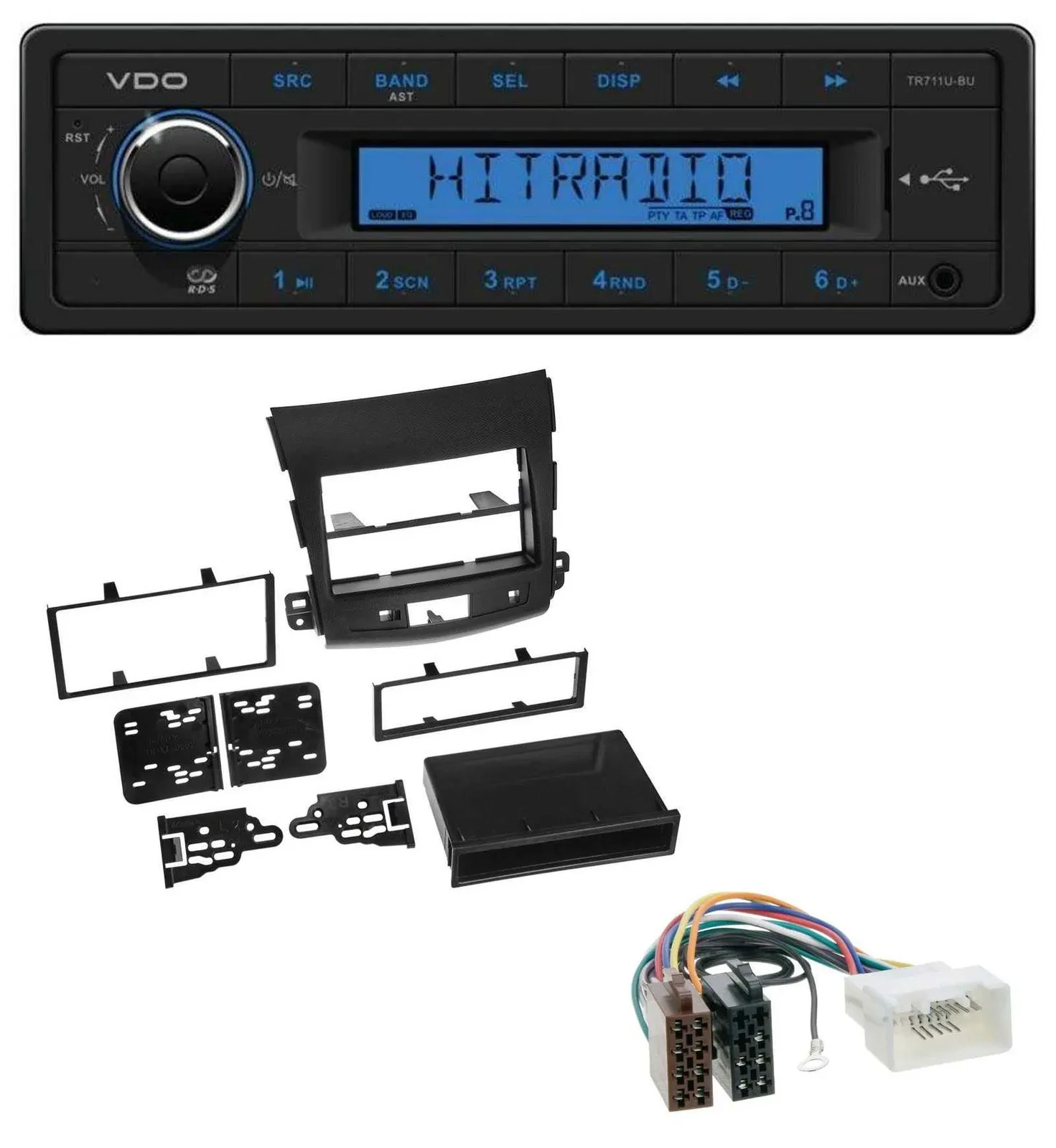 VDO AUX 1DIN MP3 USB Autoradio für Citroen C-Crosser Mitsubishi Outlander Peugeo