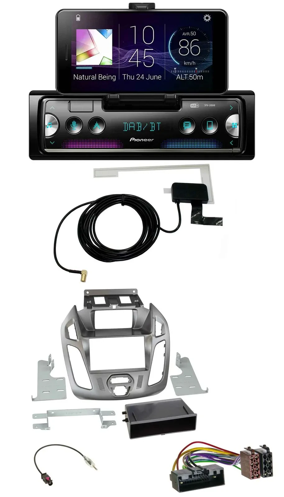 Pioneer DAB Bluetooth MP3 USB Autoradio für Ford Transit Connect mit Display 12-