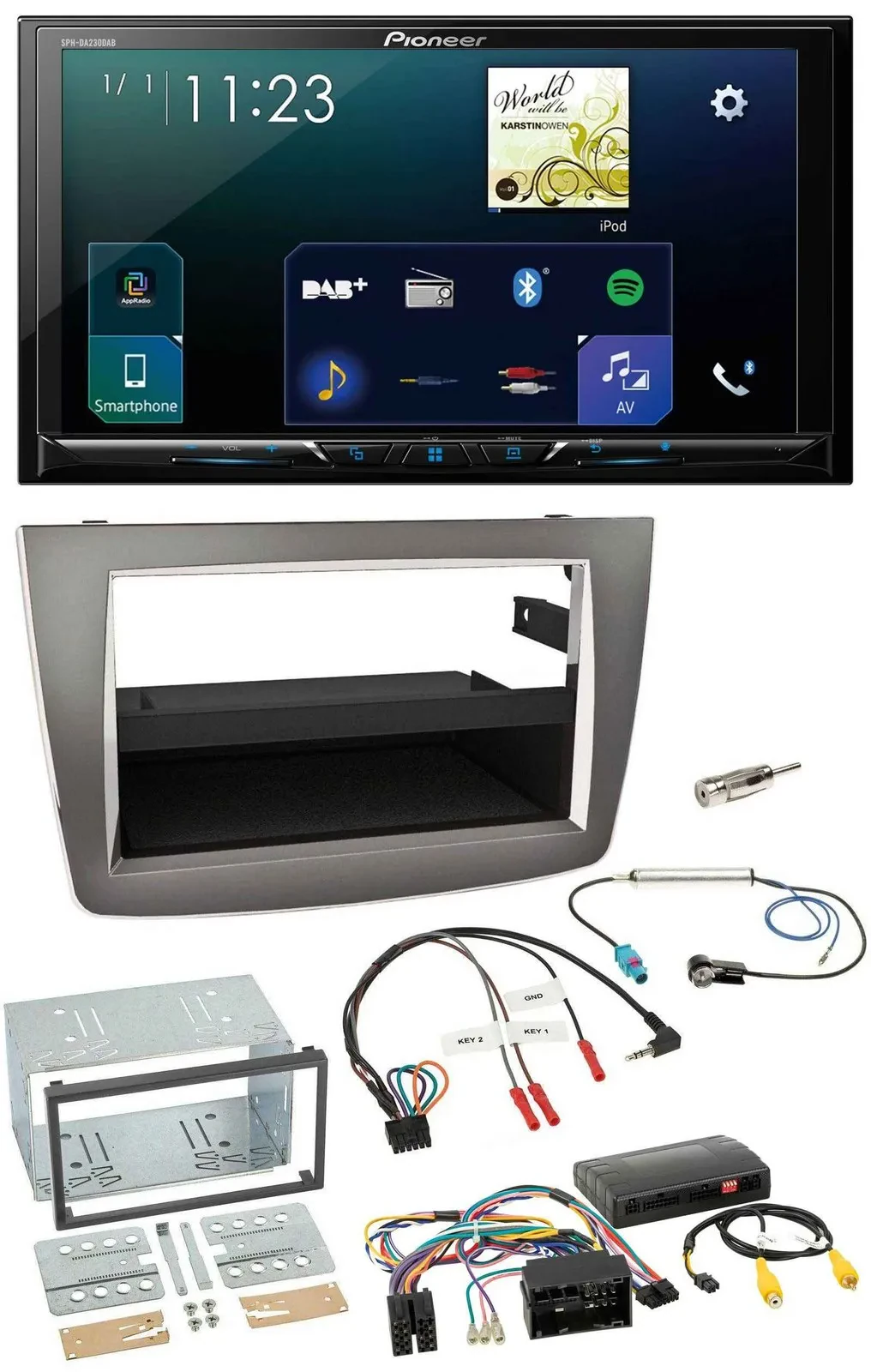 Автомагнитола для Alfa Romeo Mito Pioneer 2 DIN Bluetooth USB DAB серебристая