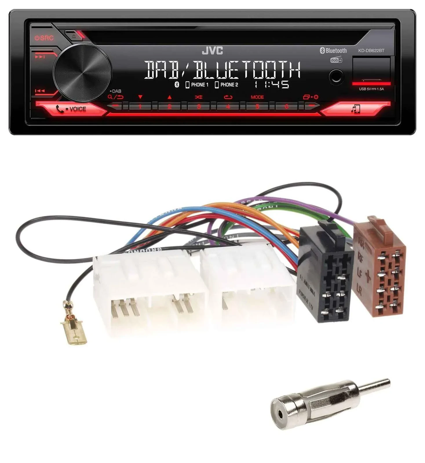 JVC CD DAB USB Bluetooth MP3 Autoradio für Mazda MX-5 (1989-2000)