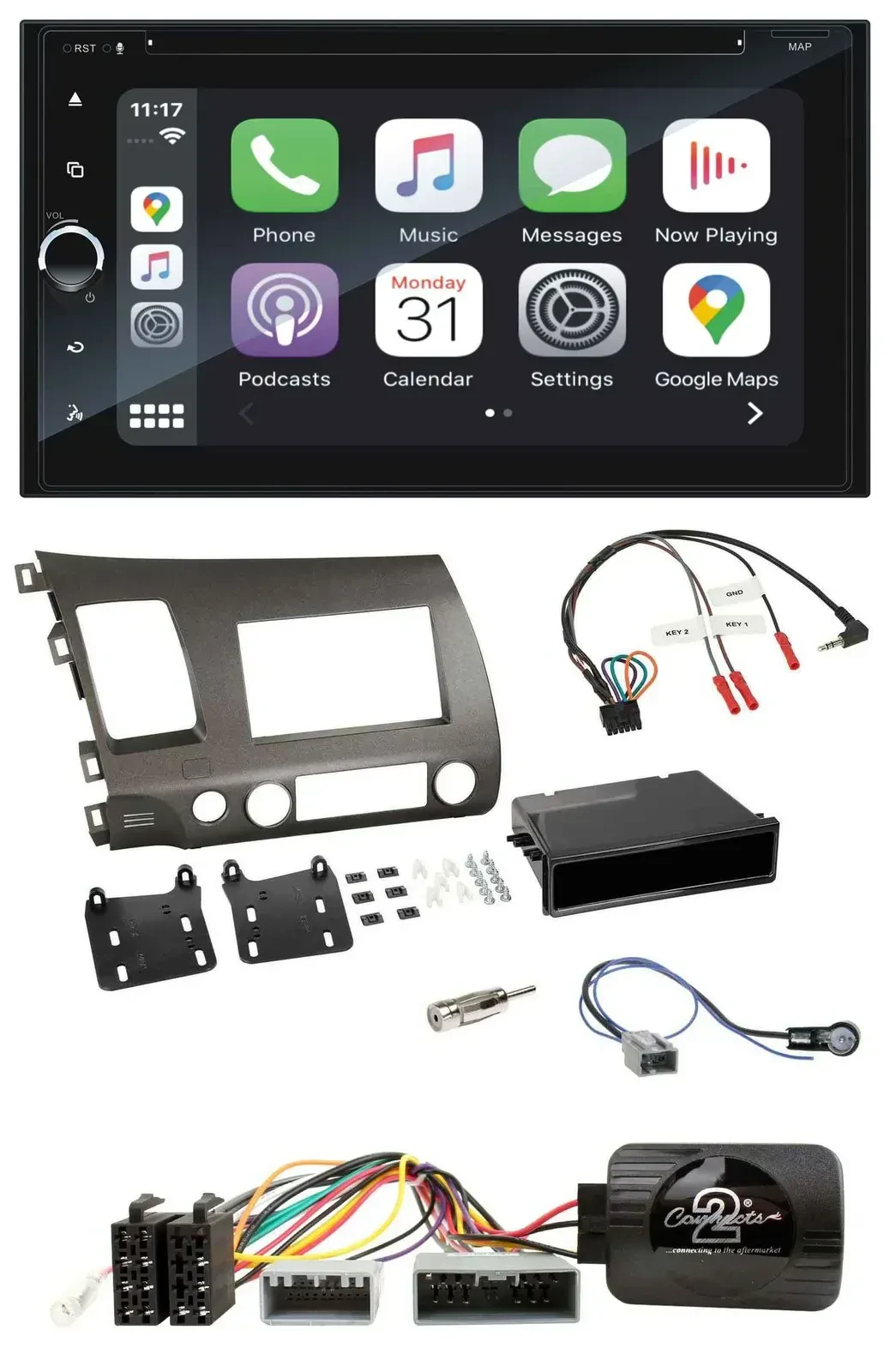 Blaupunkt 2DIN Bluetooth DAB USB DVD Lenkrad Autoradio für Honda Civic 06-10 Hyb