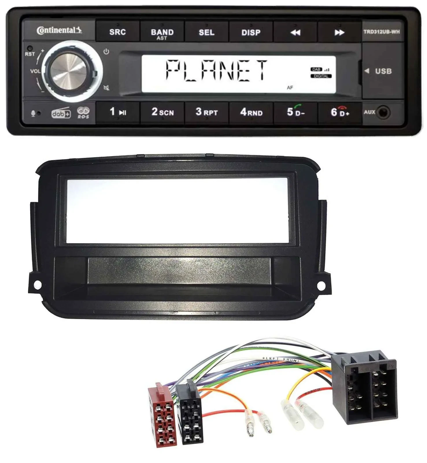 Continental USB 1DIN AUX DAB MP3 Autoradio für Smart ForTwo (451, ab 2010)