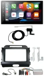 Автомагнитола для Kia Sportage III (2010–2015) Pioneer 2DIN, USB, Bluetooth, DAB, чёрная, поддержка кнопок на руле